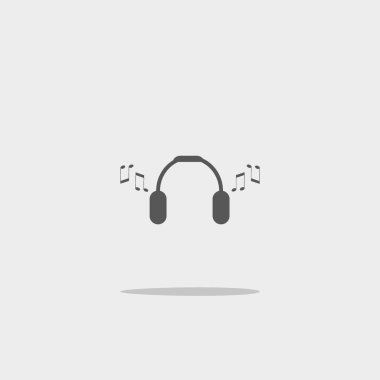 kulaklık yassı simgesi, vektör, illüstrasyon 