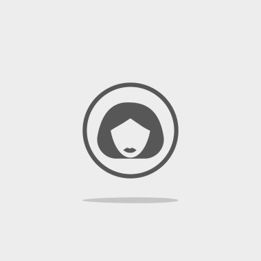 kadın baş kısa saç modeli ile minimalist vektör simgesi