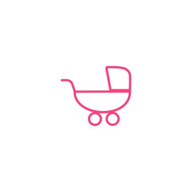 Çocuk arabası düz stil ikonu, vektör çizim  