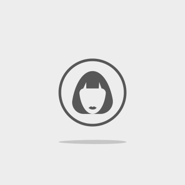 kadın baş kısa saç modeli ile minimalist vektör simgesi