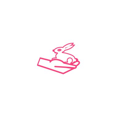 Bunny el düz simgesi, vektör çizim