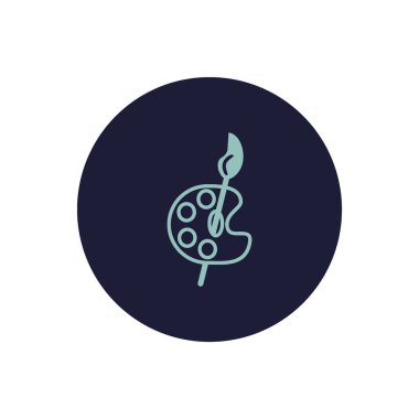 Ressam paleti fırça düz simgesi, vektör, illüstrasyon 