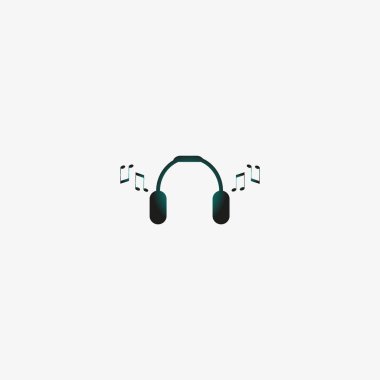 kulaklık yassı simgesi, vektör, illüstrasyon 