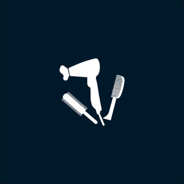minimalist vektör simgesi saç kurutma makinesi ve fırçalar