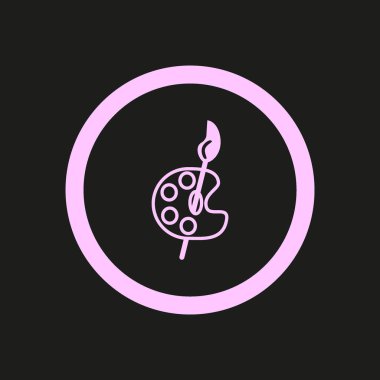 Ressam paleti fırça düz simgesi, vektör, illüstrasyon 