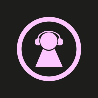 kulaklık yassı simgesi, vektör, illüstrasyon 