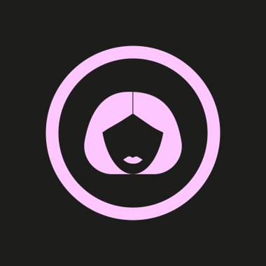 kadın baş kısa saç modeli ile minimalist vektör simgesi