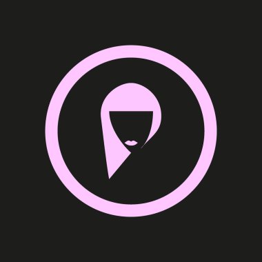 kadın kafa uzun saç modeli ile minimalist vektör simgesi