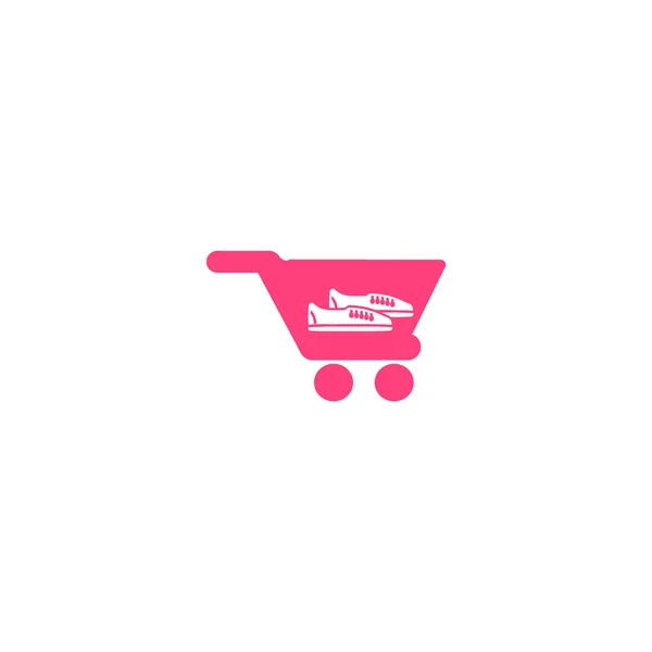 Icono Minimalista Carrito Compras Con Zapatillas Deporte Ilustración Vectores — Archivo Imágenes Vectoriales