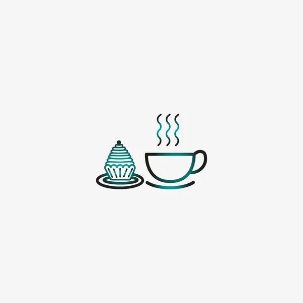 Piece Cake Cup Tea Vector Illustration — Stock Vector