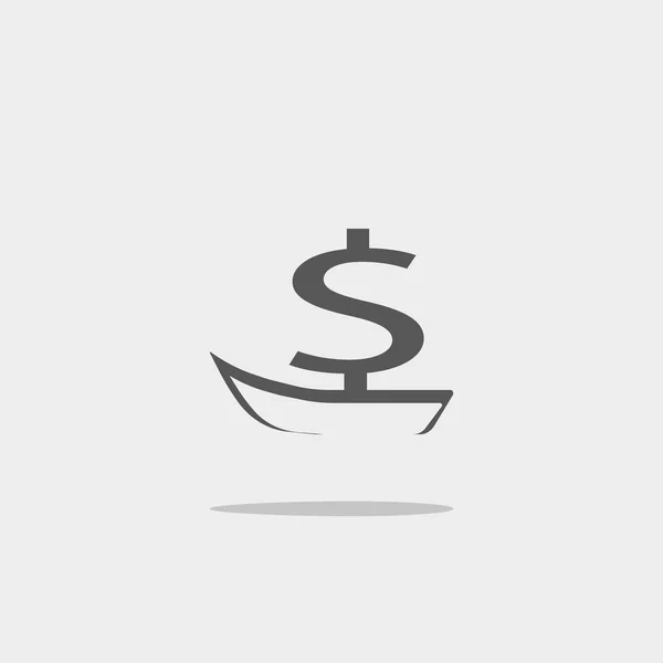 Barco Com Sinal Dólar Vela Ilustração Vetorial — Vetor de Stock
