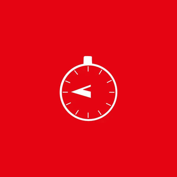 Witte Timer Pictogram Rode Achtergrond — Stockvector
