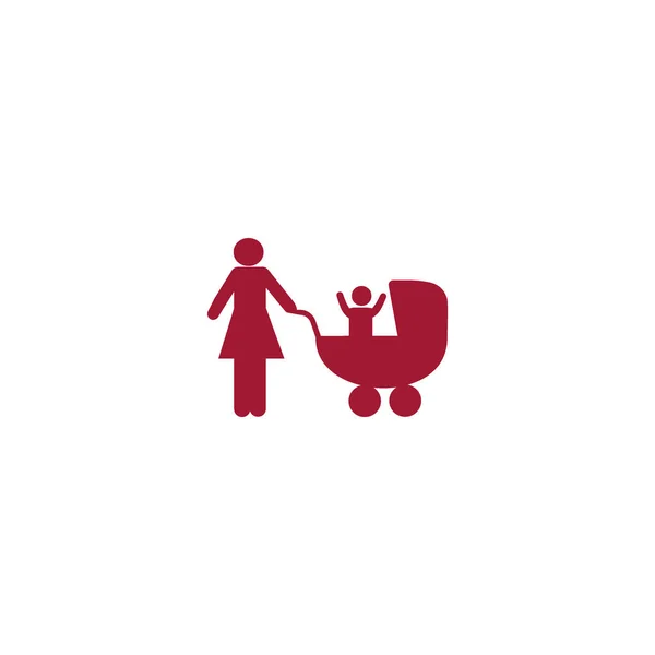 Wektor Ikona Matki Stojąc Wózka Dziecięcego — Wektor stockowy