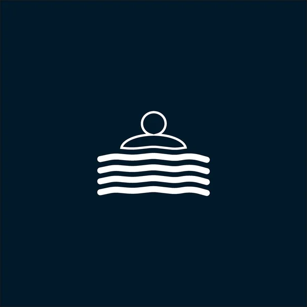 Чоловічий Аватар Плавання Морських Хвилях Плоский Стиль Значок Векторні Ілюстрації — стоковий вектор