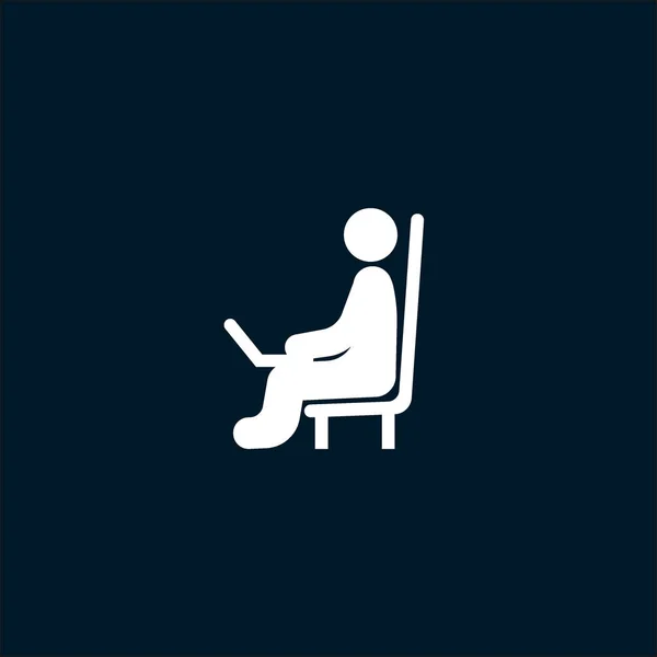 Männlicher Avatar Mit Laptop Arbeitsplatz Flaches Symbol Vektor Illustration — Stockvektor