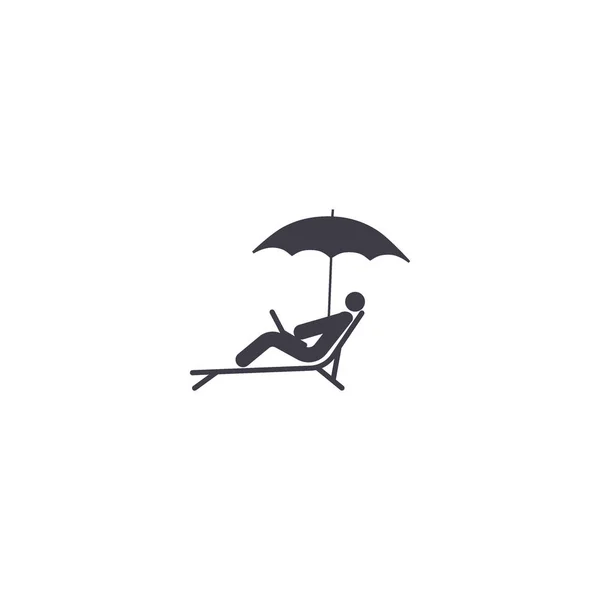 Векторная Иконка Человека Лежащего Шезлонге Ноутбуком — стоковый вектор