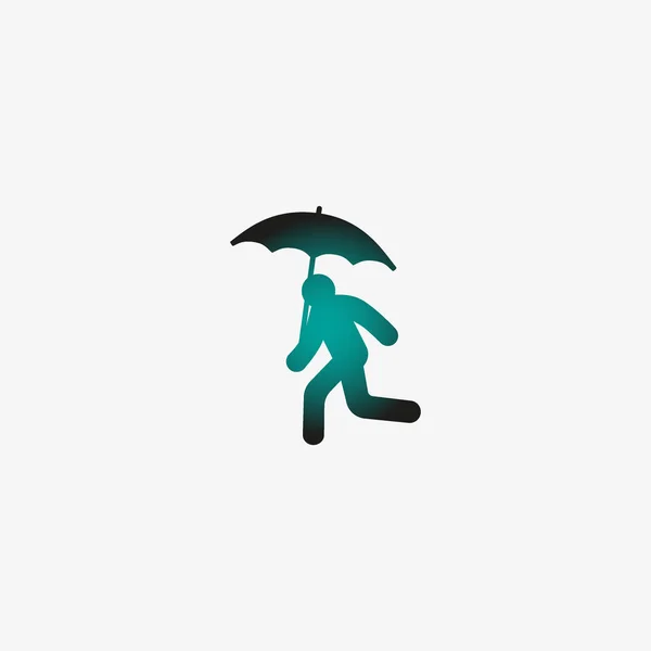 Ícone Ilustração Vetorial Homem Execução Com Guarda Chuva — Vetor de Stock