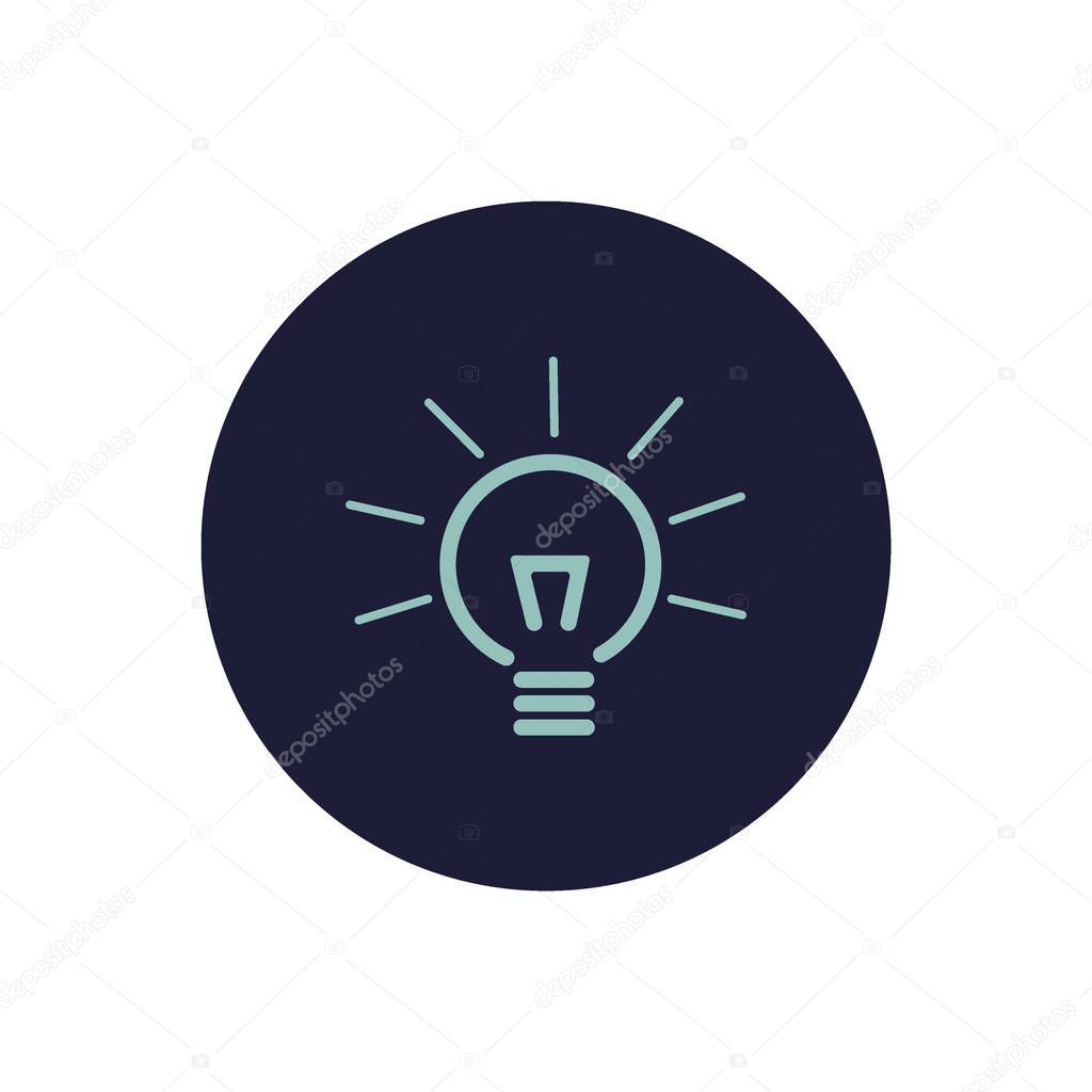 Incandescent light bulb flat icon, vector, illustration  