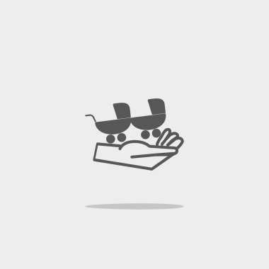 el düz stil simgesi, vektör çizim üzerinde iki bebek arabası  