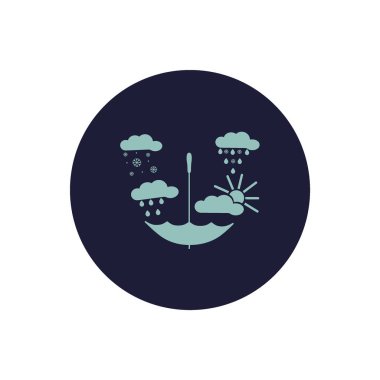 şemsiye ve yağış vektör çizim simgesi