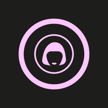 kadın baş kısa saç modeli ile minimalist vektör simgesi