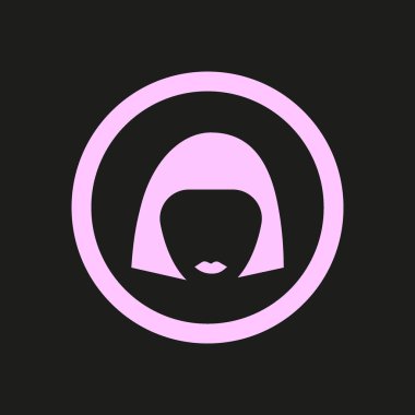 kadın baş kısa saç modeli ile minimalist vektör simgesi