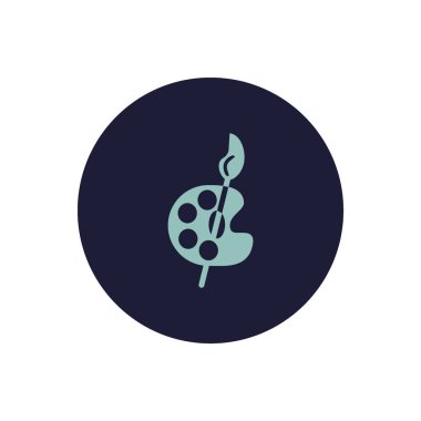 Ressam paleti fırça düz simgesi, vektör, illüstrasyon 