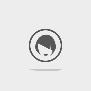 kadın baş kısa saç modeli ile minimalist vektör simgesi