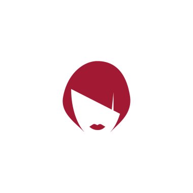 kadın baş kısa saç modeli ile minimalist vektör simgesi