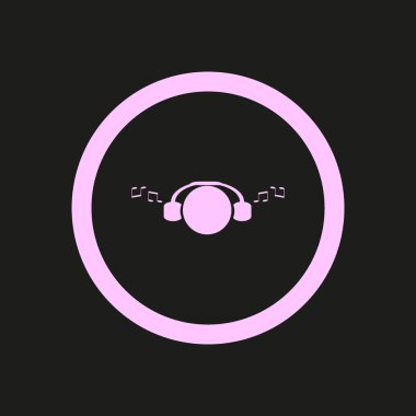 kulaklık yassı simgesi, vektör, illüstrasyon 