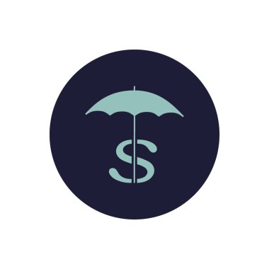 dolar işareti şemsiyesi altında vektör çizim simgesi