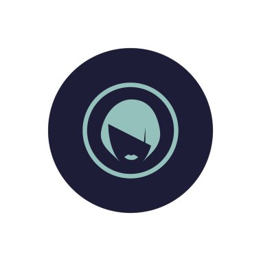 kadın baş kısa saç modeli ile minimalist vektör simgesi