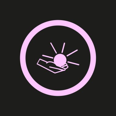 Güneş ve bulut düz simgesi, vektör çizim 