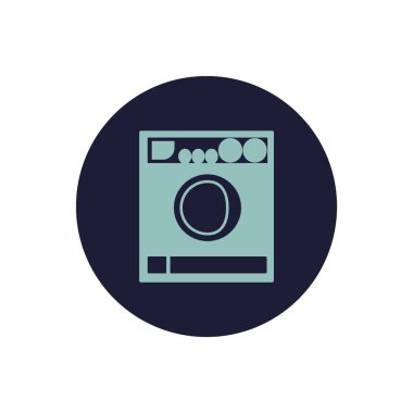 çamaşır makinesi düz simgesi, vektör, illüstrasyon