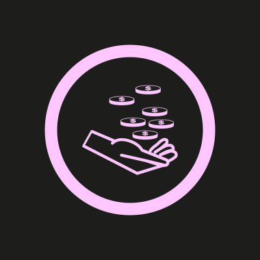 El paralar düz simgesi, vektör, illüstrasyon, sadaka kavramı ile 