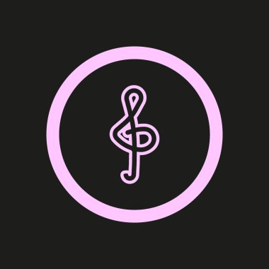 nota anahtarı düz simgesi, vektör çizim