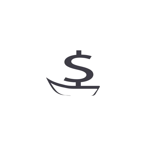 Barco Com Sinal Dólar Como Vela Ilustração Vetorial — Vetor de Stock