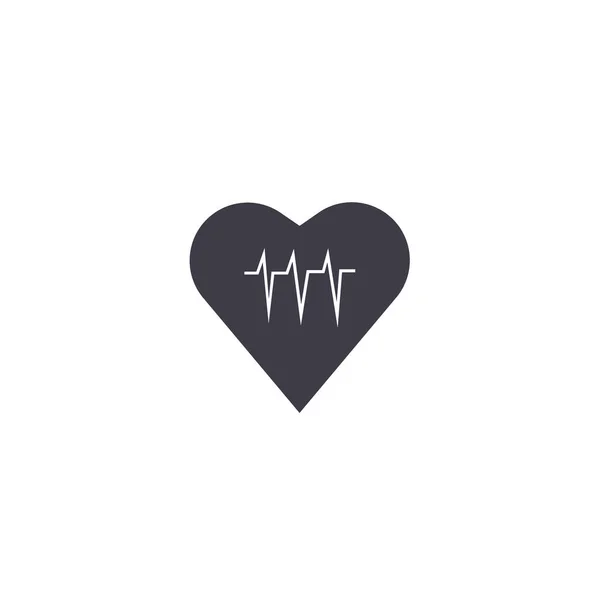 心脏心电图平面图标 — 图库矢量图片