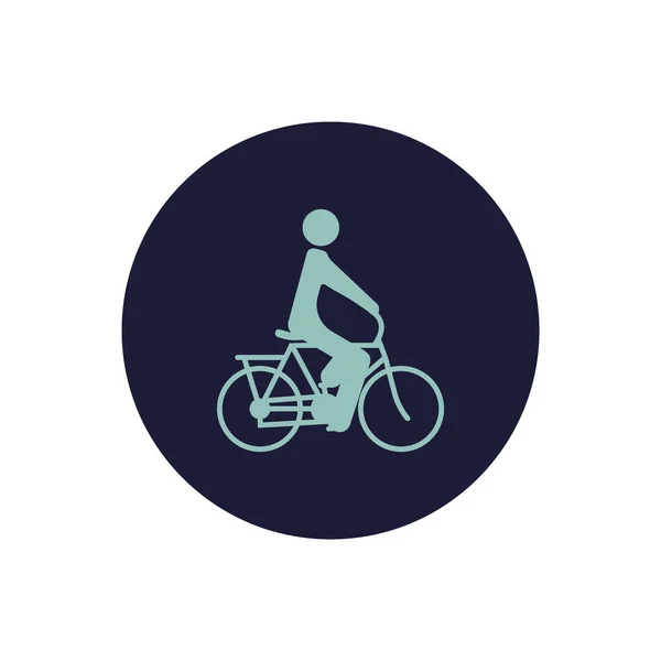 Male Silhouette Riding Bicycle Simple Icon — Stock Vector