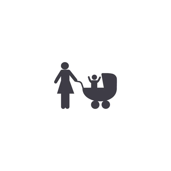 Mom Baby Carriage Motherhood Concept Vector Icon — Stock Vector