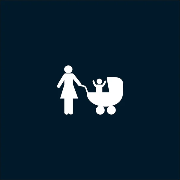 Vektor Ikone Der Mutter Mit Kinderwagen — Stockvektor