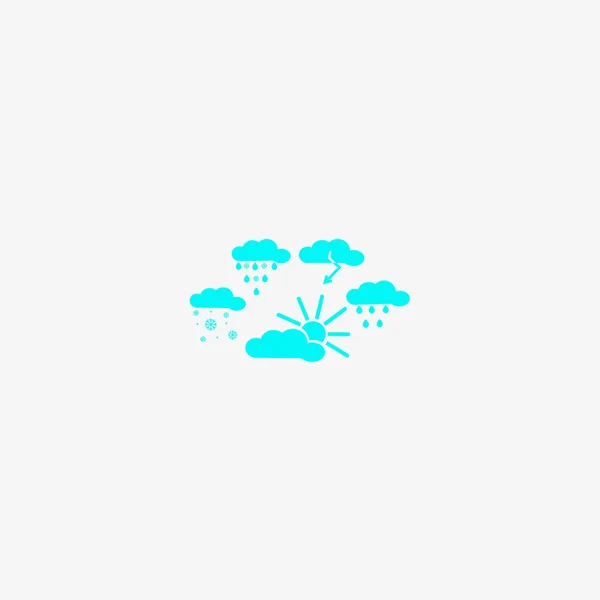 Grupo Nuvens Meteorológicas Ícone Plano Vetor Ilustração — Vetor de Stock