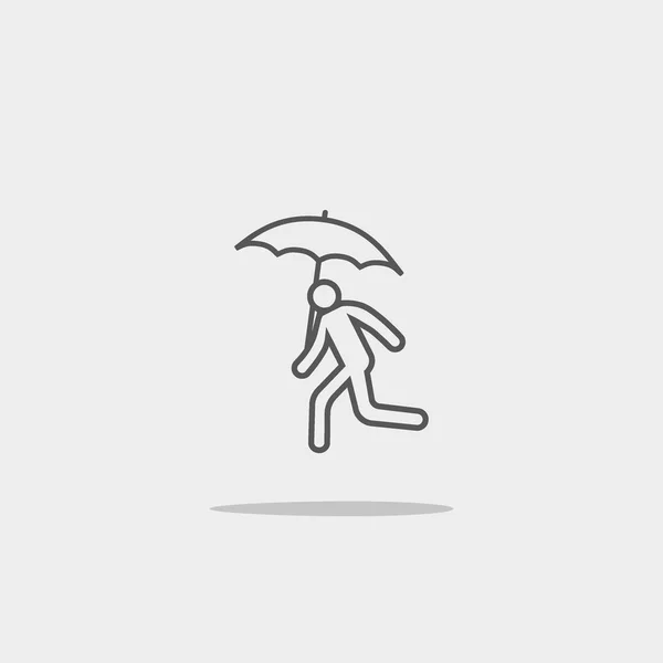 Icono Ilustración Vectorial Del Hombre Ejecución Con Paraguas — Vector de stock
