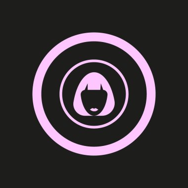 kadın baş kısa saç modeli ile minimalist vektör simgesi