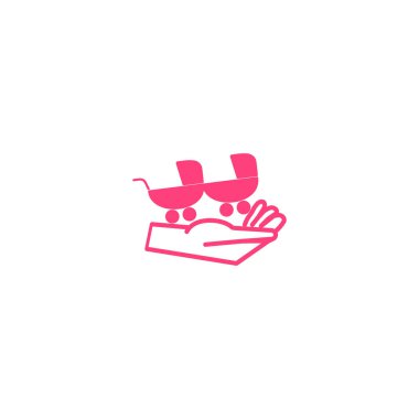 el düz stil simgesi, vektör çizim üzerinde iki bebek arabası  