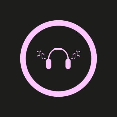 kulaklık yassı simgesi, vektör, illüstrasyon 