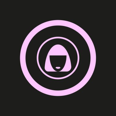 kadın baş kısa saç modeli ile minimalist vektör simgesi