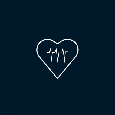 kalp kardiyogram düz simgesi, vektör, illüstrasyon