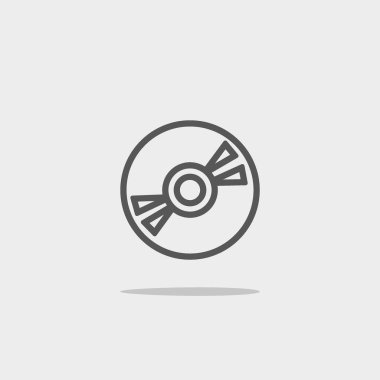 Kompakt disk düz simgesi, vektör, illüstrasyon 