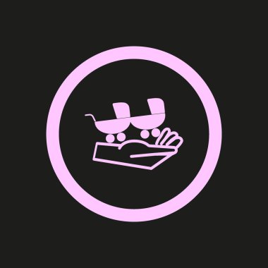 el düz stil simgesi, vektör çizim üzerinde iki bebek arabası  